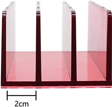 5 Slots Makeup Organizer for Desk, 2Pack Acrylic Mail Organizer Countertop for Sorting Mail, Business Card, Cash, Bill Money Organizer for Cash Envelope,Cash Tray for Cash Stuffing, Red