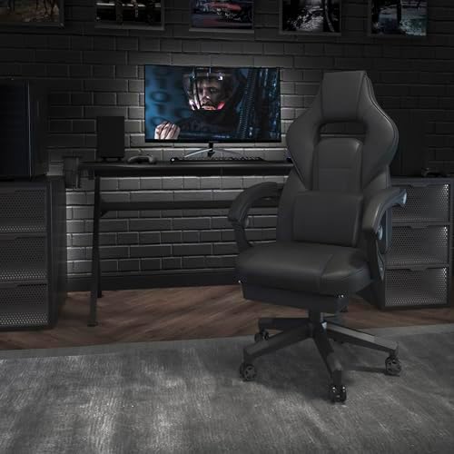 Flash Furniture X40 Gaming Chair Racing Ergonomic Computer Chair with Fully Reclining Back/Arms, Slide-Out Footrest, Massaging Lumbar - Black