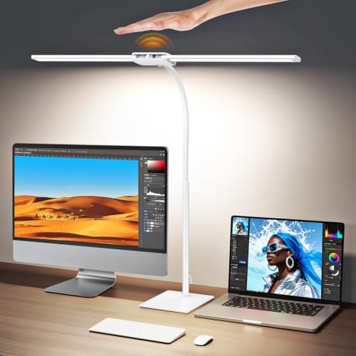 Syrinx LED Desk Lamp for Home Office, 18W 2000LM Dimmable Light, White
