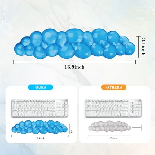 Gel Cloud Keyboard Wrist Rest, Cute Wrist Support and Arm Support Keyboard Rest for Keyboard Typing Pain Relief，Suitable for Office/Computer/Laptop/Gaming（Keyboard Wrist Rest Blue）