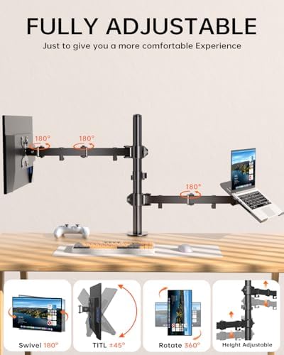 Afaloona Dual Monitor and Laptop Stand for 13-32" Monitor & 11-17" Laptop
