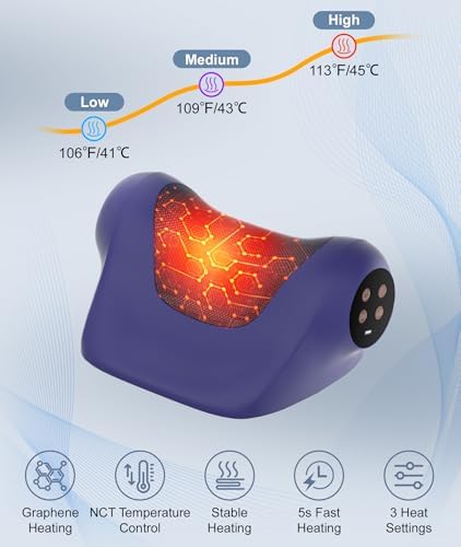 Neck Massager with Heat, Red Light & Vibration Adjustable, Heated Neck Stretcher with 3 Modes, Rechargeable Cervical Traction Device for Pain Relief & Muscle Relaxation, Gift for Women Men