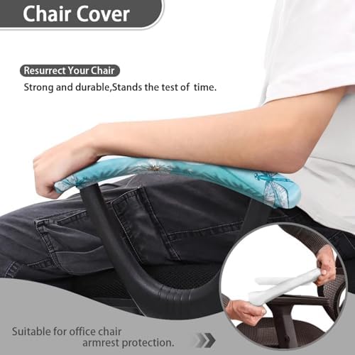 Dragonfly Dandelion Print 2Pcs Office Chair Armrest Covers, Soft Chair Arm Covers Stretchable Washable Computer Chair Armrest Slipcovers