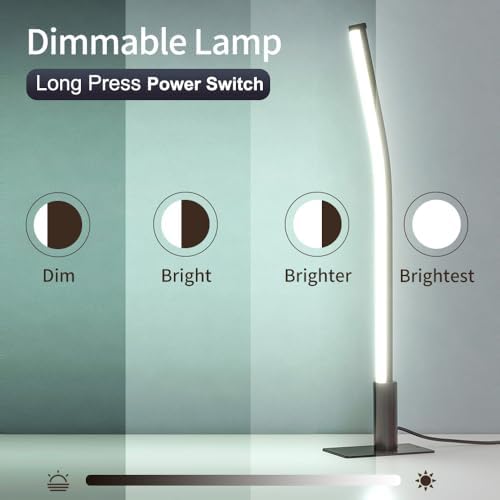 Modern Metal Table Lamp for Bedroom Living Room,17.32"/44CM Small Slim Bedside Lamp with Cord (USB 5V 2A),Minimalist Design,3 Led Light Modes,Dimmable Desk Lamp for Home Office,Black