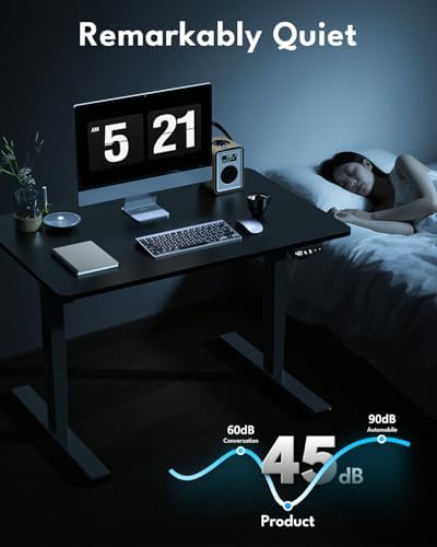 Electric Standing Desk, Gaming Desk, 40 x 24 Inch, Black