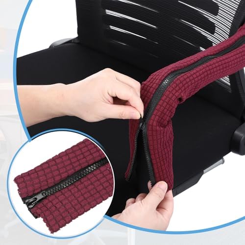 PATIKIL 18x4.3 in Office Chair Armrest Covers, 2 Pair Office Chair Arm Covers Long Computer Chairs Arm Rest Cover with Zipper Removable Rest Slipcover Hand Rest Protector, Light Gray