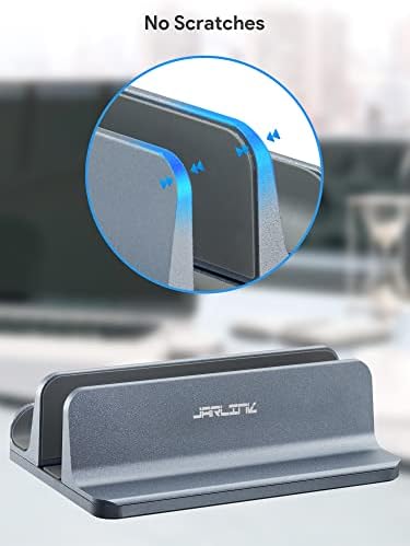 JARLINK 2-in-1 Vertical Laptop Stand, Adjustable Aluminum Desk Dock, Gray