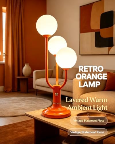 Lightdot Vintage Orange Table Lamp Dimmable Globe Lamp G9 3 Bulbs Included