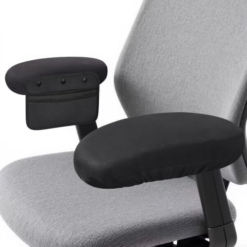 Virelis Ergonomic Office Chair Armrest Covers (Set of 2) - Soft Foam Arm Rest Pads for Elbow & Forearm Pressure Relief - Universal Stretch Fit for Gaming & Office Chairs, Black
