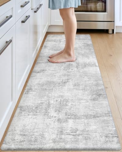 DEXI Kitchen Floor Mats Cushioned Anti Fatigue Runner, 23x86 Light Grey