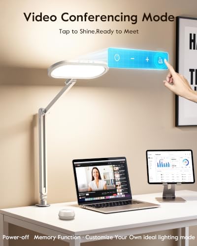 LitONES LED Desk Lamp with Clamp and Stepless Remote, Dual-Sided Soft Light