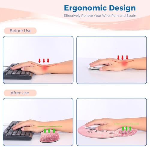 Mouse Pad and Keyboard Wrist Rest Support,Ergonomic Mouse Pad Set