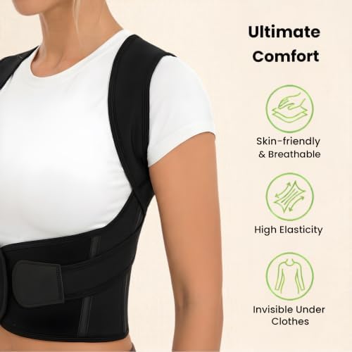 ZYFHOST Back Posture Corrector for Women, Upper Back Brace Support, Black S