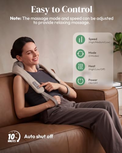 Cordless Neck Massager with Heat, FSA Eligible HSA, Gifts for Women & Men