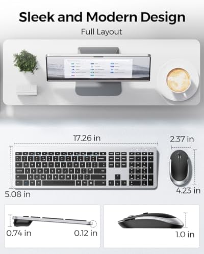 seenda Wireless Keyboard and Mouse Combo, Slim Full-Size Design