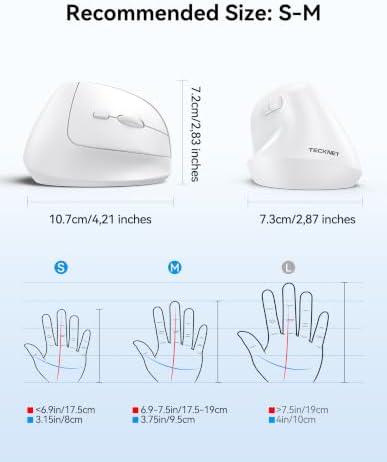 TECKNET Ergonomic Mouse, BT5.3/2.4G, Silent Wireless Vertical, Rechargeable