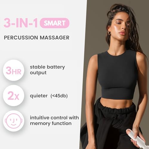 Niclove The Upgraded 3-in-1 Personal Massager – 3H Powerful Vibration, Quiet & Waterproof – 20 Modes 8 Speeds Muscle Therapy Stick for Deep Tissue, Sports Recovery, Cordless & Travel Friendly (Pink)