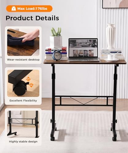 KLSMYHOKI Standing Desk Adjustable Height, Mobile Stand Up Desk with Wheels