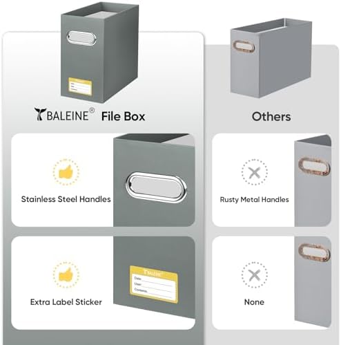 BALEINE 2PK File Organizer Box, Cardboard File Folder Organizer with Handle