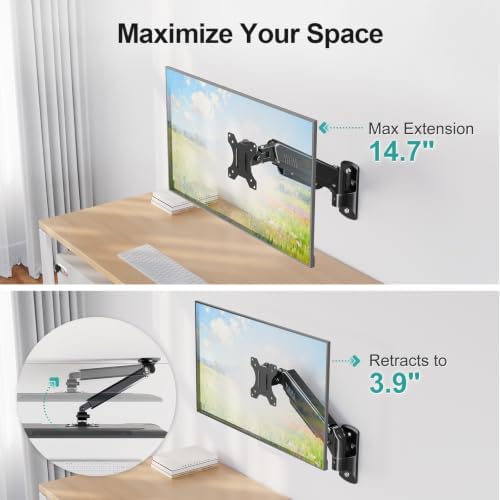 MOUNT PRO Monitor Wall Mount, 14.7" Short Monitor Arm for Max 32" Screen