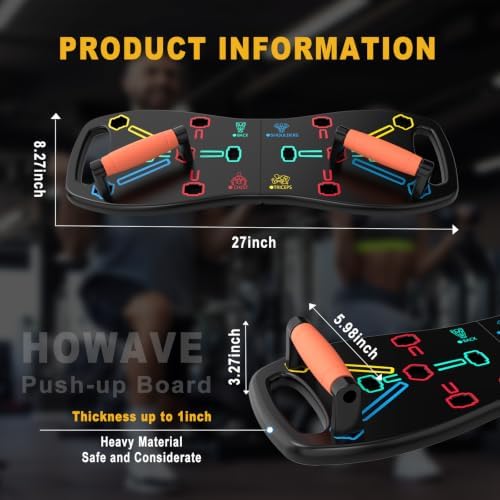 HOTWAVE Push Up Board, Portable Pushup Board for Men, Foldable Push Up Bar