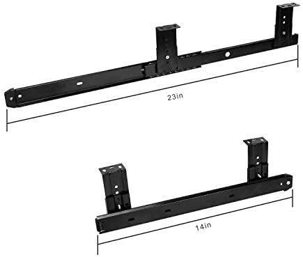 KINJOEK 2 PCS 14 Inch Under Desk Keyboard Tray Rails Slides, Adjustable Height Heavy Duty Ball Bearing Keyboard Mount Track, Black