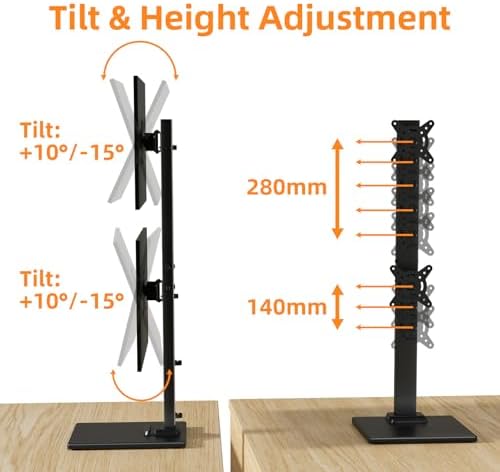 Suptek Dual Monitor Stand with Base for Two 13-36" Screen