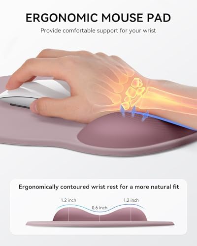 Mouse Pad with Wrist Rest for Desktop Large Ergonomic Mouse Mat(Rose Pink)