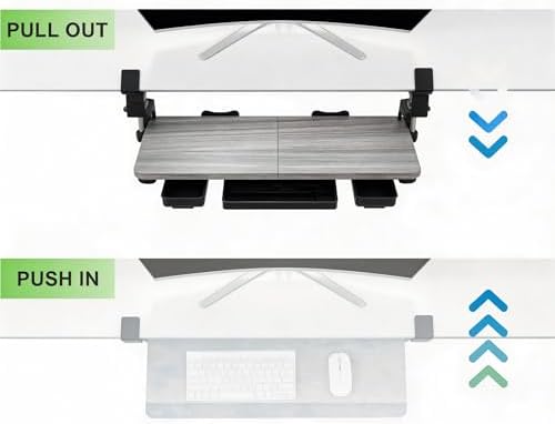 Keyboard Tray Under Desk with Drawer,26.77" X 11.81" (Grey)