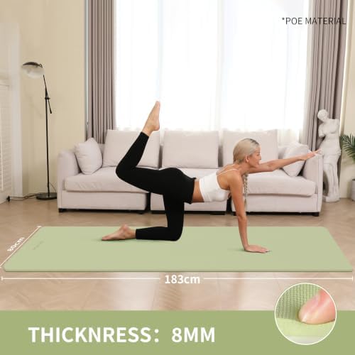 Extra Wide & Thick 8mm Yoga Mat, 72"x31.5"