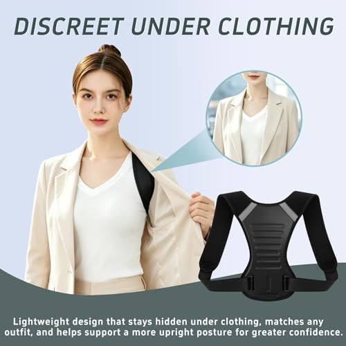 Posture Corrector for Women and Men Upper Back Brace Straightener Scoliosis Instant Shoulder Straps Support Thoracic Hunchback Correction Kyphosis Upright Straight Adjustable (Black XXL/XXXL)