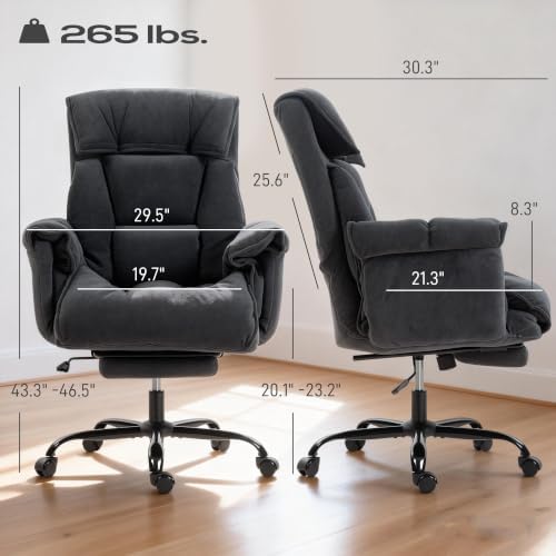 HOMCOM Executive Office Chair Comfy with Foot Rest Reclining Dark Gray