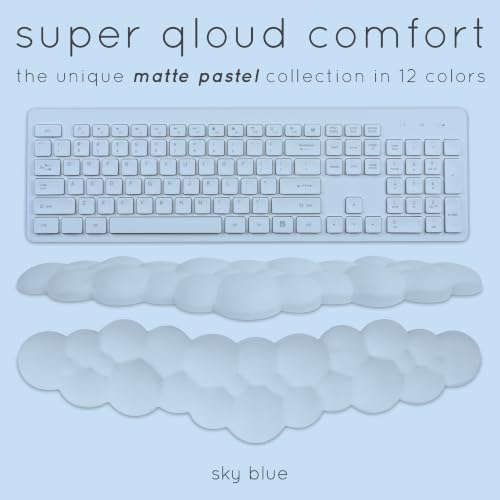 Blue Cloud Keyboard Wrist Rest – Create-ables Qloud Blue Wrist Rest for Computer Keyboard and Mouse, Ergonomic Memory Foam Wrist Pad with Non-Slip Base, Includes Cloud Mouse Pad