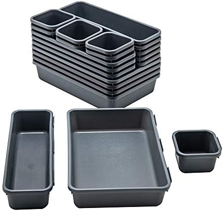Gonice 18 PCS Interlocking Drawer Organizers Plastic Desktop Organizer Tray