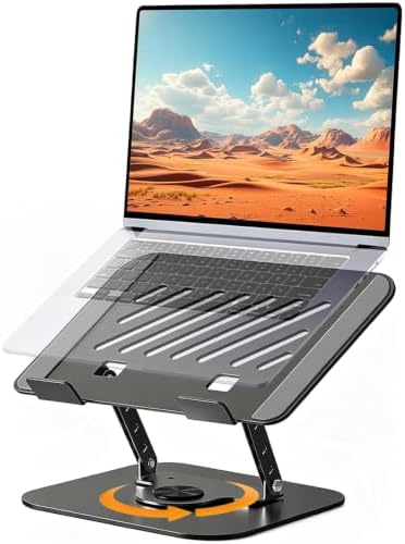 SAMHOUSING Laptop Stand, Ergonomic Adjustable Laptop Stand with Heat Dissipation Holes, Computer Stand with Anti Slip Silicone, Compatible with MacBook Air Pro More 10-17 inch laptops (Classic Black)