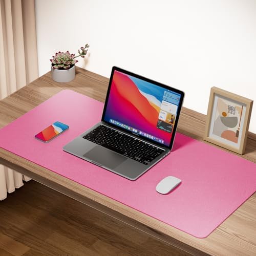 ‎Boutilon Leather Desk Pad Protector,Non-Slip Mouse Pad,Laptop Desk Pad,Office Mouse Mat,Waterproof Leather Desk Blotter,Desk Writing Pad for Office and Home (M-Rose Pink,30"x14")