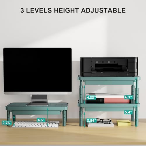 WALI 3 Height Adjustable Computer Monitor Stand with Storage, up to 44 lbs
