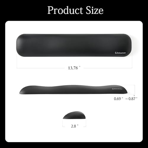 UnivoColors Design-Medium Wave Keyboard Wrist Rest of Medium, Artificial Sheepskin+Memory Foam+Ergonomic+Anti-Slip Gel, Resilience Support During Work and Gaming,Keyboard Accessory,Tangerine