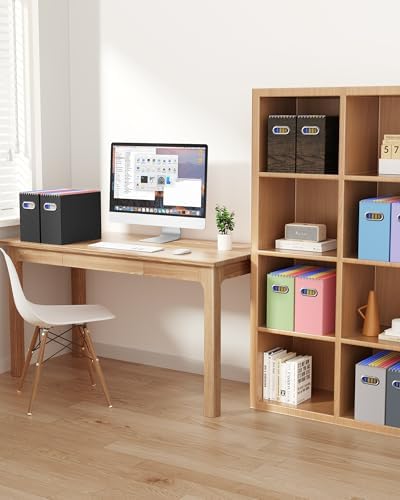 Oterri Portable Collapsible Cardboard File Box with Handle for Letter-Size