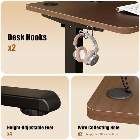 Small Standing Desk, 32"x24" Height Adjustable Sit-Stand Office, Walnut