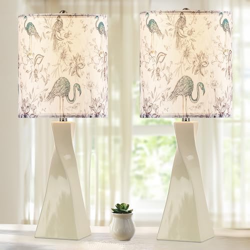 GO&SO Lamp Shades Set of 2,10" D x 10" H,Small Drum Shade,Blue Flamingo