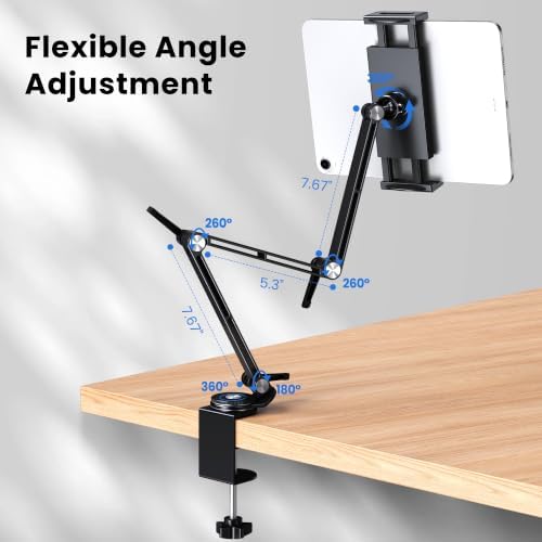 CreaDream Tablet Stand Holder, Aluminum Extendable iPad Arm Mount for Desk