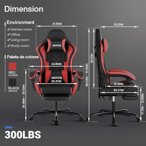 Ergonomic Gaming & Office Chair, Footrest, Racing Design Black/Red