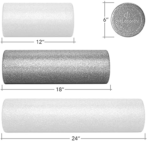 Philosophy Gym 18" High-Density Foam Roller for Exercise, Massage, Muscle Recovery - Round, Gray