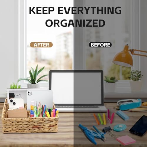 Woven Mail Organizer for Desk Countertop, Mail Holder Sorter Storage Basket for Desktop Counter, Mail Bill File Envelope Letter Organizer Holder Sorter Basket for Desk Desktop Countertop
