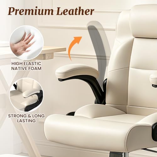 Wide Criss Cross Desk Chair with Swivel Footrest and Flip-Up Armrests