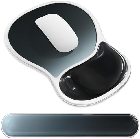 AKIT Ergonomic Gel Mouse Pad & Keyboard Wrist Rest Set, Non-Slip, Black