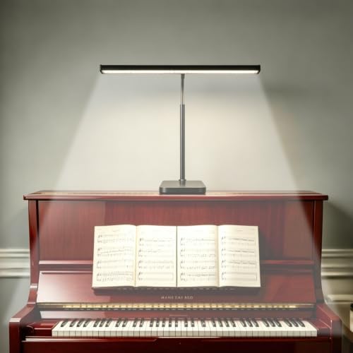 Piano Light with Square Base, Piano Lamp with 3 Color Modes and 10 Dimmable Brightness Levels, Adjustable Gooseneck Music Stand Light with USB, for Grand/Upright Pianos, Sheet Music