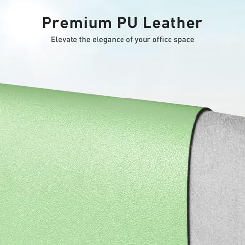 Aothia Faux Leather Desk Mat - Non-Slip PU Leather Desk Blotter, Waterproof Writing Surface, Large Desk Pad for Office & Home (Foam Green, 55" x 24")