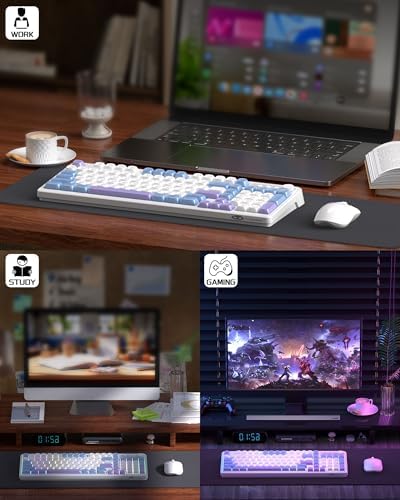 MageGee Wireless Gaming Keyboard and Mouse Combo V560, RGB Backlit Rechargeable Mechanical Feel 2.4GHz Quiet Blue White Purple Keyboard Mouse for Mac Laptop PC Gamer